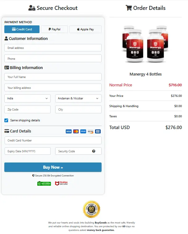 Manergy- Secure Page
